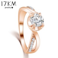 17KM 2/Color hot New Design Fashion Noble Gold Color Zircon Crystal  Rings jewelry ! CRYSTAL SHOP