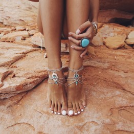 1PC Hot Summer Ankle Bracelet Bohemian Foot Jewelry Turquoise Anklets for Women 