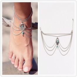1PC Hot Summer Ankle Bracelet Bohemian Foot Jewelry Turquoise Anklets for Women 