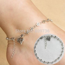 1PC Tibetan silver Tone Daisy chain flower anklet ankle bracelet summer beach Women Jewelry Hot Charm Hand made Gift