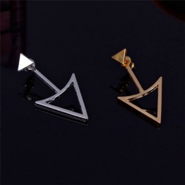 1Pair European Fashion Women Triangle Stud Earrings Brand Designer Hollow Out Punk Statement Earrings 2A4002