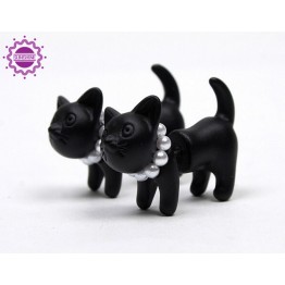 1pc Newly Arrival Summer Fashion Cute Cat Design Pearl Ear Piercing Women Earrings Black Plated Alloy Ear Studs