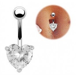 1 piece crystal Sexy women Belly Button Ring navel piercing silver plated pircing surgical steel heart dangle body jewelry