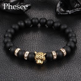 2016 Antique Crystal Gold and Silver Plated Buddha Leopard Head Bracelet Charm Yoga Bracelets For Men Women Pulseras E0432