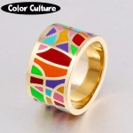 2016 Fashion Jewelry Vintage Big Stainless Steel Rings for Women Filled Colorful Design Enamel Jewelry Rings Trendy Party 