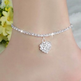 2016 Halhal Crystal Love Heart Anklet Ankle bijoux bracelet cheville Silver Foot chain Jewelry women pulseras tobilleras mujer