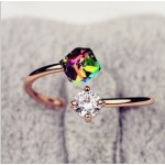 2016 New Fashion Jewelry  Luxury Design Twin Zircon Cz Rose Gold Plated Stone Engagement Rings For Women Gifts