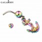  2017 Hot Clear Surgical Body Piercing Jewelry Steel Anchor Navel Belly Button Bar Ring Rhinestone Belly Ring