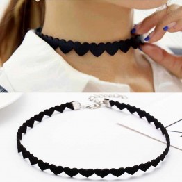 2017 New fashion jewelry heart design leather choker necklace gift for women girl Gothic necklace