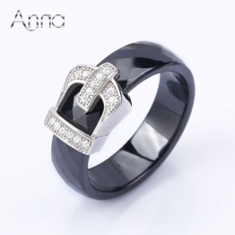 A&N Crown Ceramic Rings For Women With Crystal Stone Engagement Jewelry Rings Love Designer Black White Titanium Women's Rings