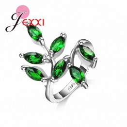 PATICO JEXXI Newnest Design Gree Crystal Finger Rings For Women Engagement Jewelry Brand Fashion 925 Sterling Silver Party Ring
