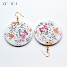  Pair  new design good african wood print flower earrings Latest new arrival  Round new design quality 