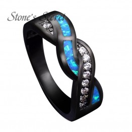 Unique Design Wave Blue Opal Rings for Women Wholesale Fashion Jewelry Party Cocktail Ring BR231Blue