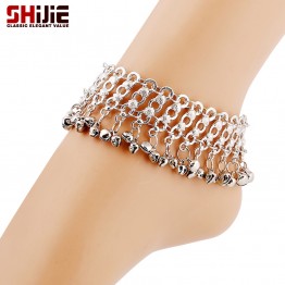 Vintage Silver Chain Ankle Bracelets Anklets For Women Lovely Bell Foot Jewelry Summer Barefoot Sandals Femme Long Beach Anklet