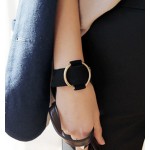 Wide Black Buckle Design Leather Bracelet Women New Fashion Jewelry Bracelets & Bangles