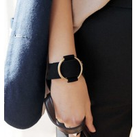 Wide Black Buckle Design Leather Bracelet Women New Fashion Jewelry Bracelets & Bangles